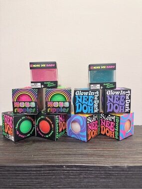 🌟NeeDoh Teenie 10pc Bundle Rare Swirl Nice Ice Groovy Glob Ripples Glow in Dark